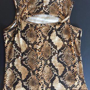 Snakeskin Top Mock Neck Stretchy Size Large